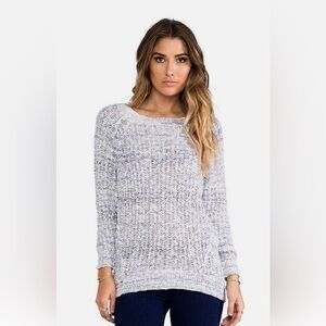 FREE PEOPLE Star Dune Slouchy Chunky Open Knit Sweater Gray & White. Size: Large
